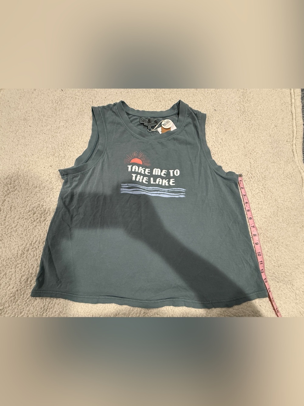 C&C California Dark Teal Tank with Coral Sun and White Text